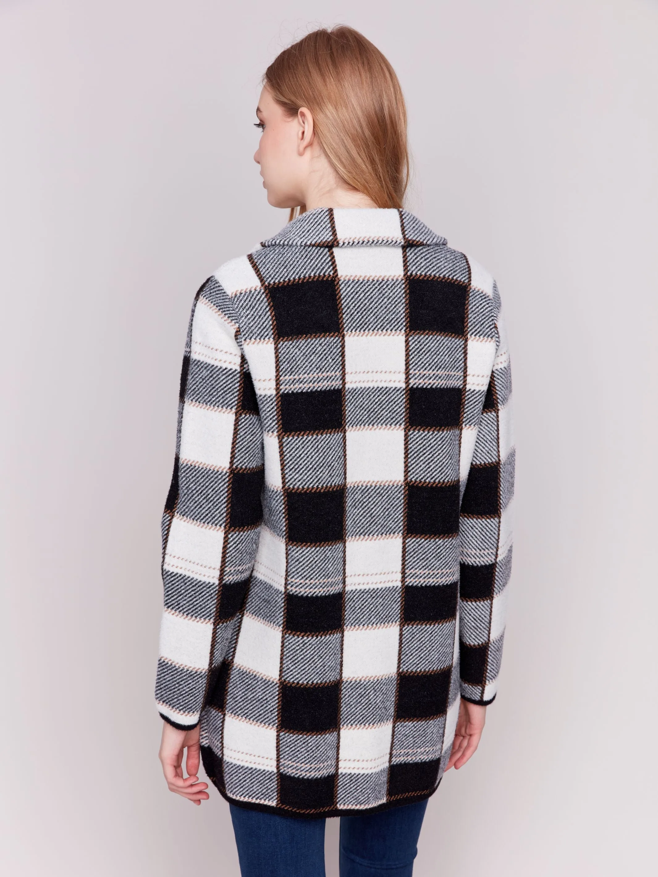 Charlie B- Knit Plaid Jacket