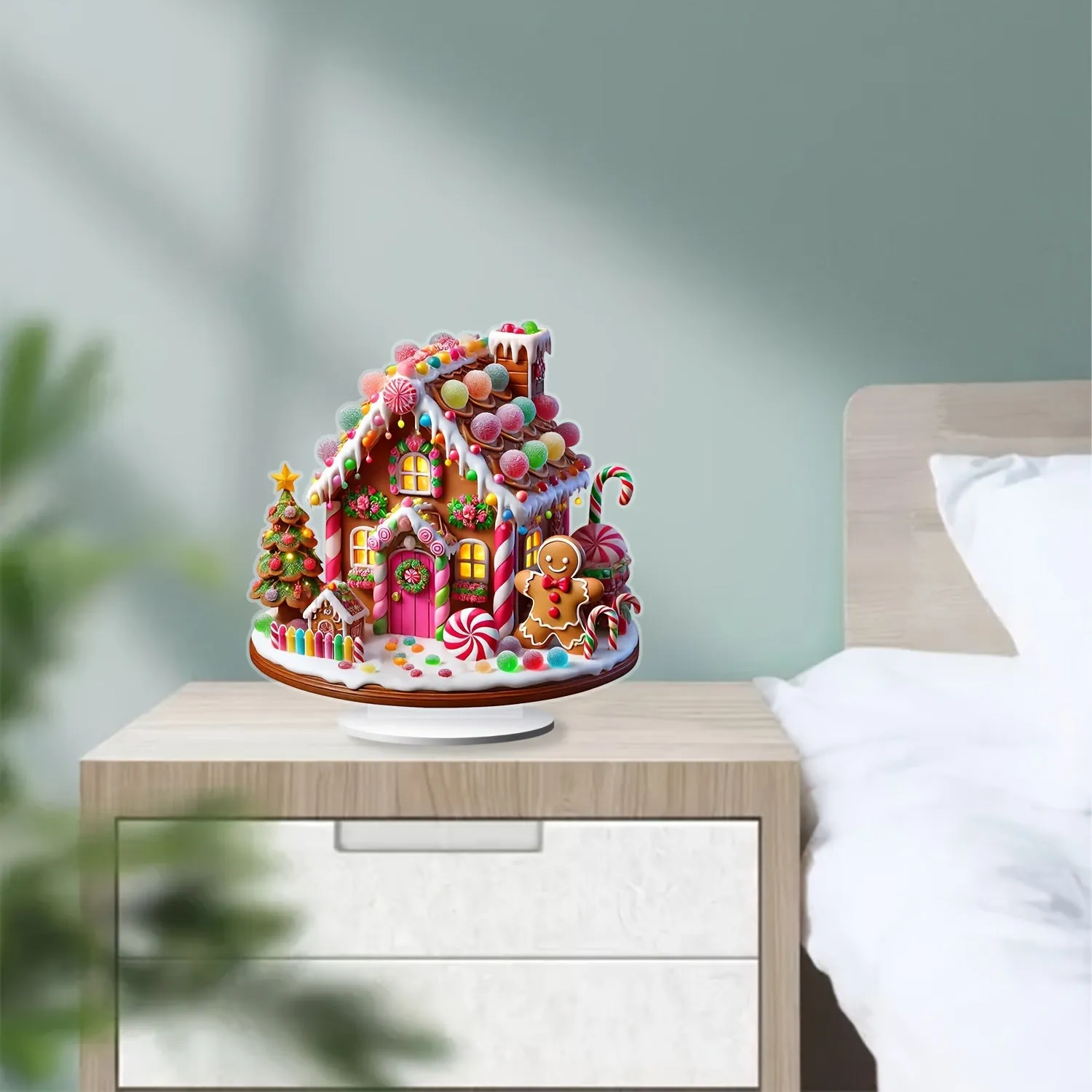 Charming Gingerbread Candy House Acrylic Ornament 9.84" x 9.84" - Perfect for Christmas Decor, Waterproof & Scratch-Resistant Tabletop Display, Ideal for Office Parties & Home