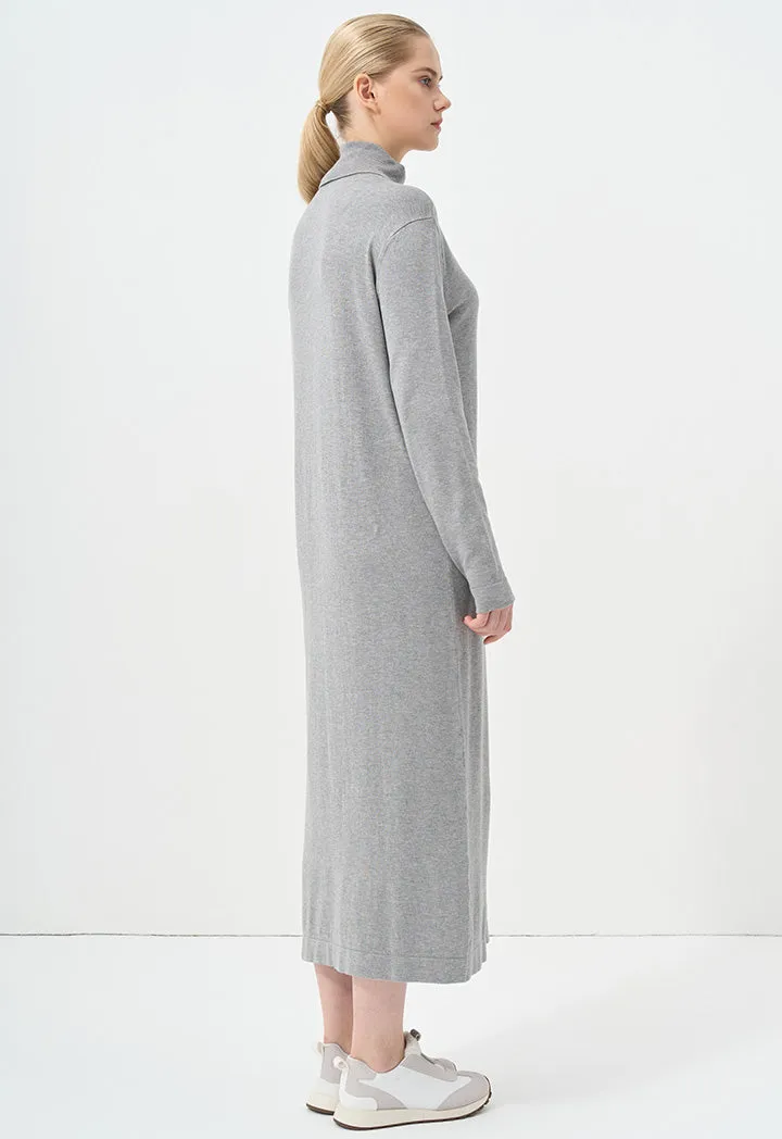 Choice Turtleneck Basic Maxi Dress Grey