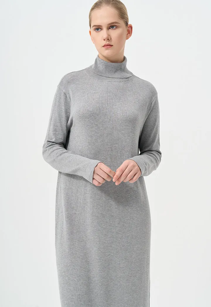 Choice Turtleneck Basic Maxi Dress Grey