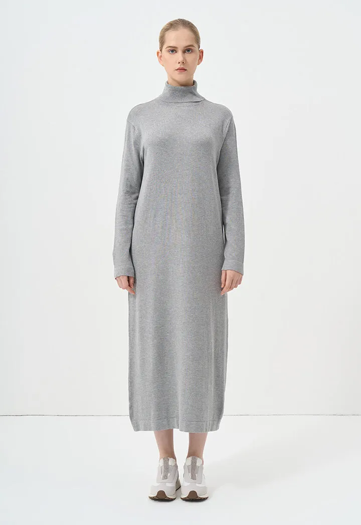 Choice Turtleneck Basic Maxi Dress Grey