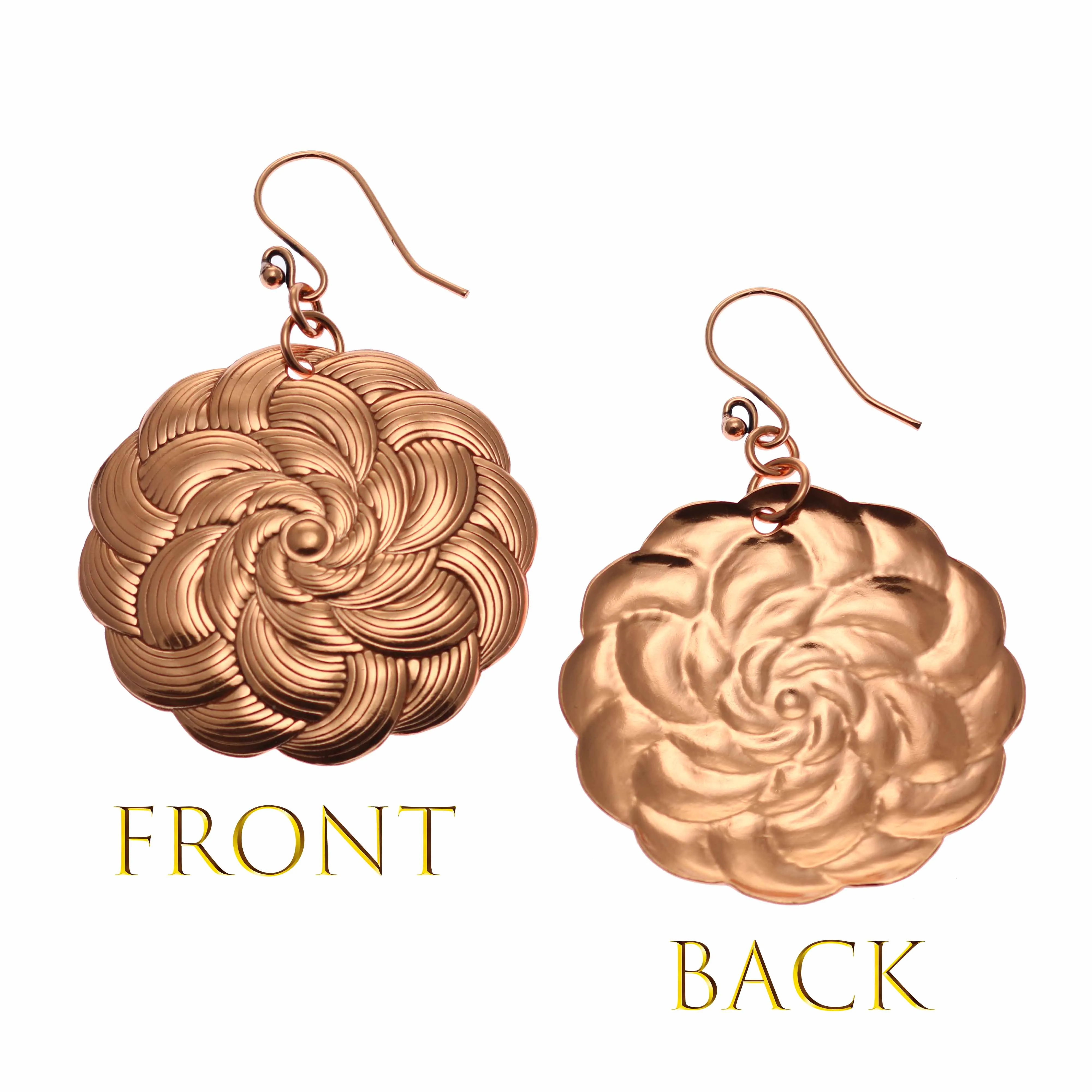 Copper Mandala Disc Drop Earrings