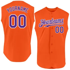 Custom Orange Purple-White Authentic Sleeveless Baseball Jersey