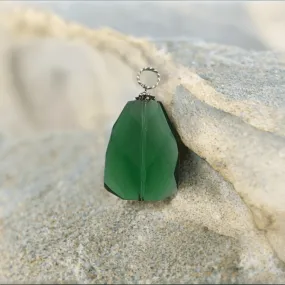 Deep Green Glass Vintage Pendant