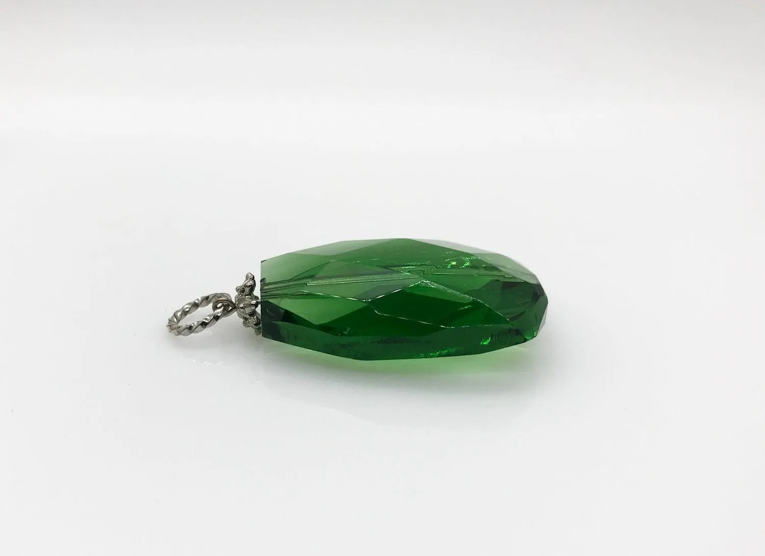 Deep Green Glass Vintage Pendant