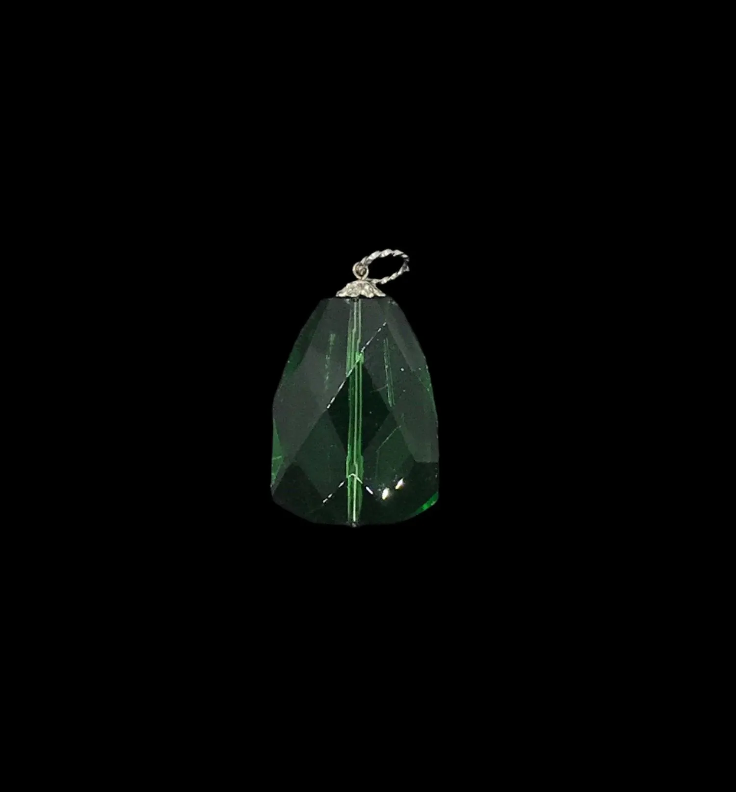 Deep Green Glass Vintage Pendant