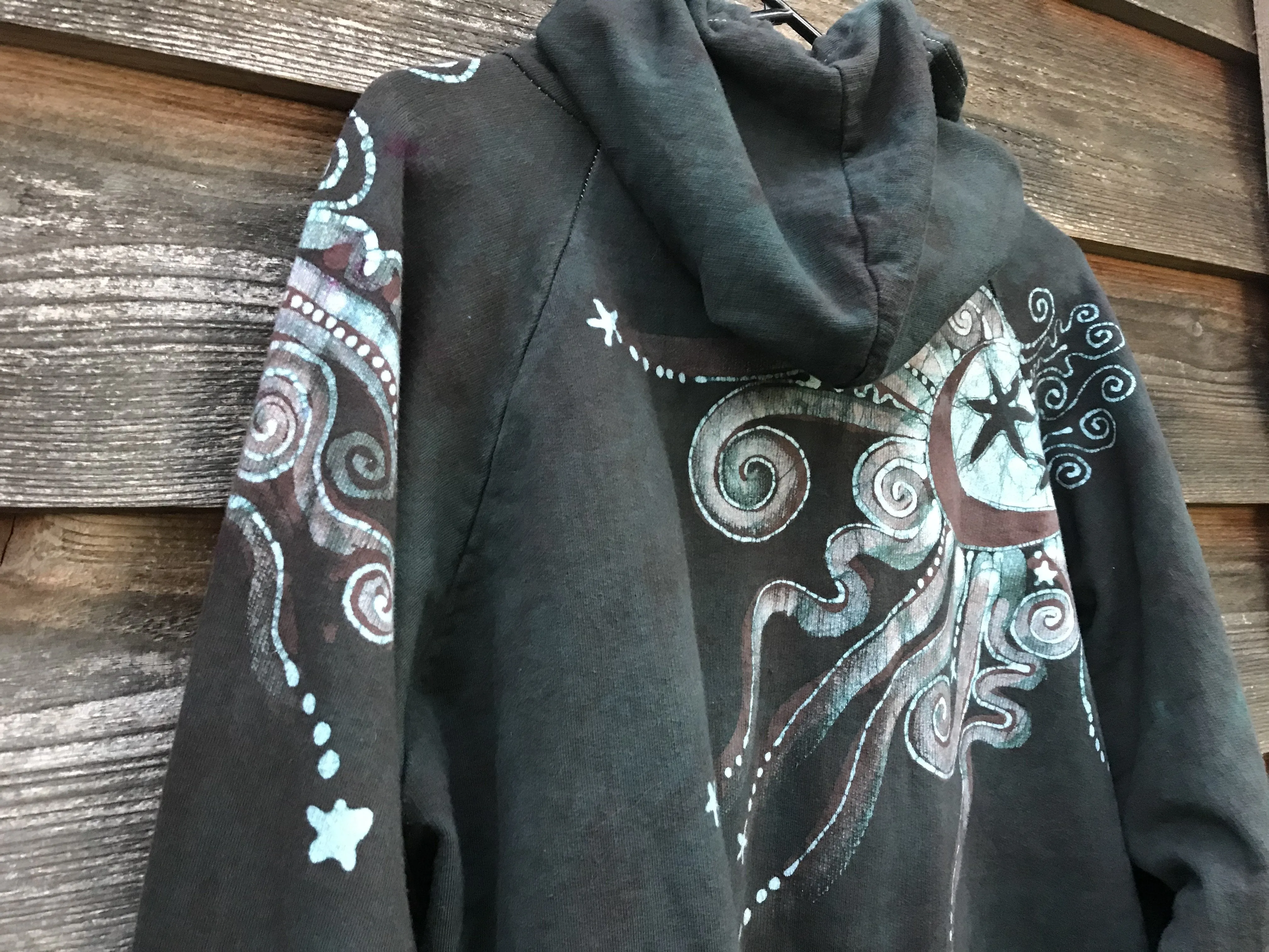 Desert Sage Moonlight Organic Cotton Batik Hoodie - Size 2X ONLY