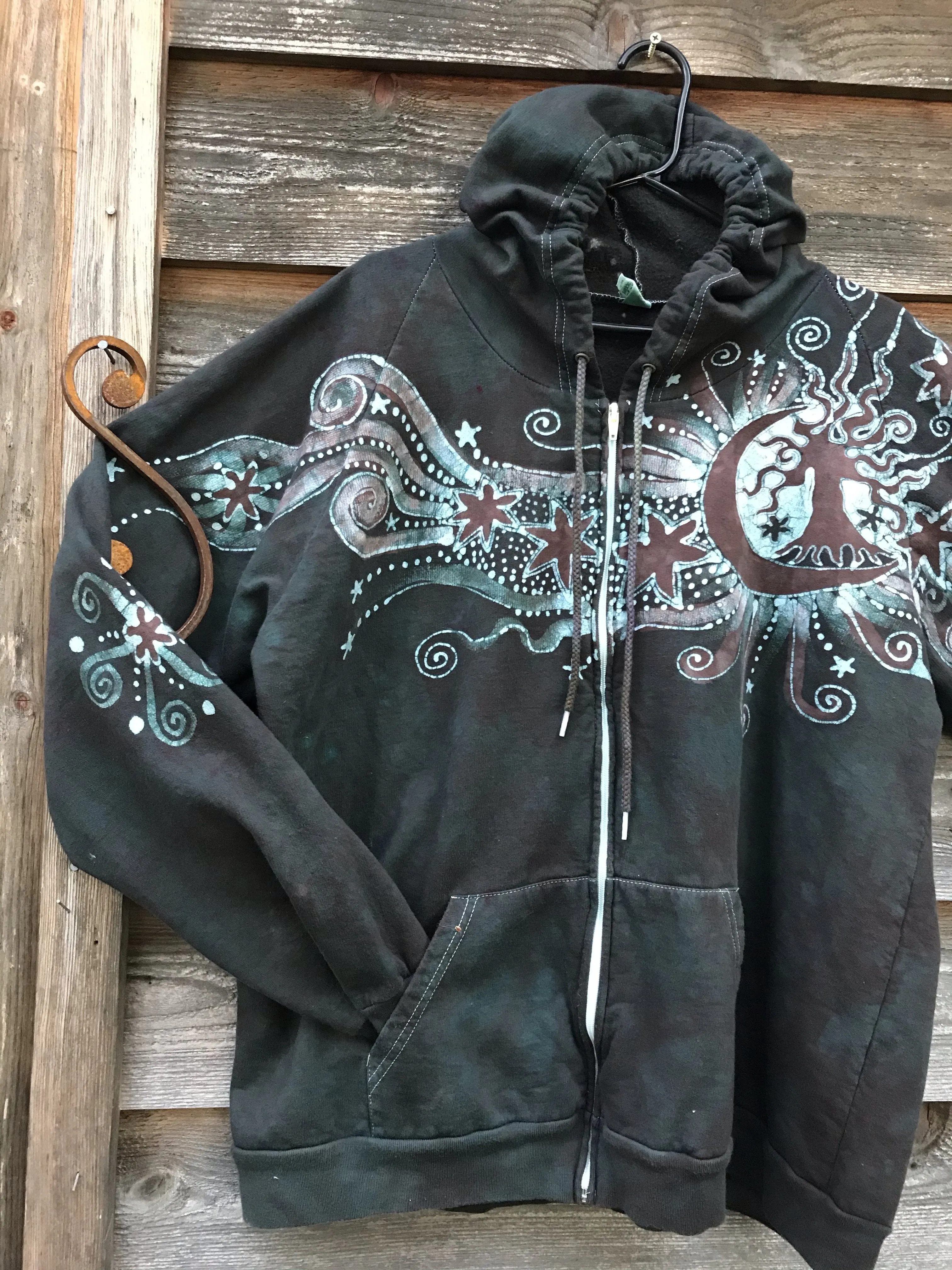 Desert Sage Moonlight Organic Cotton Batik Hoodie - Size 2X ONLY