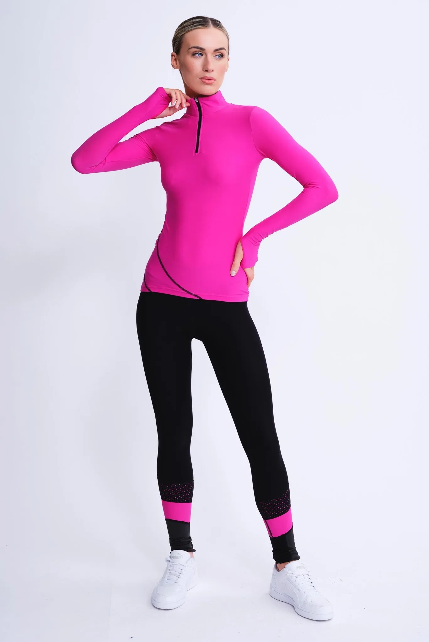 Desire Half-Zip Top in Fuchsia