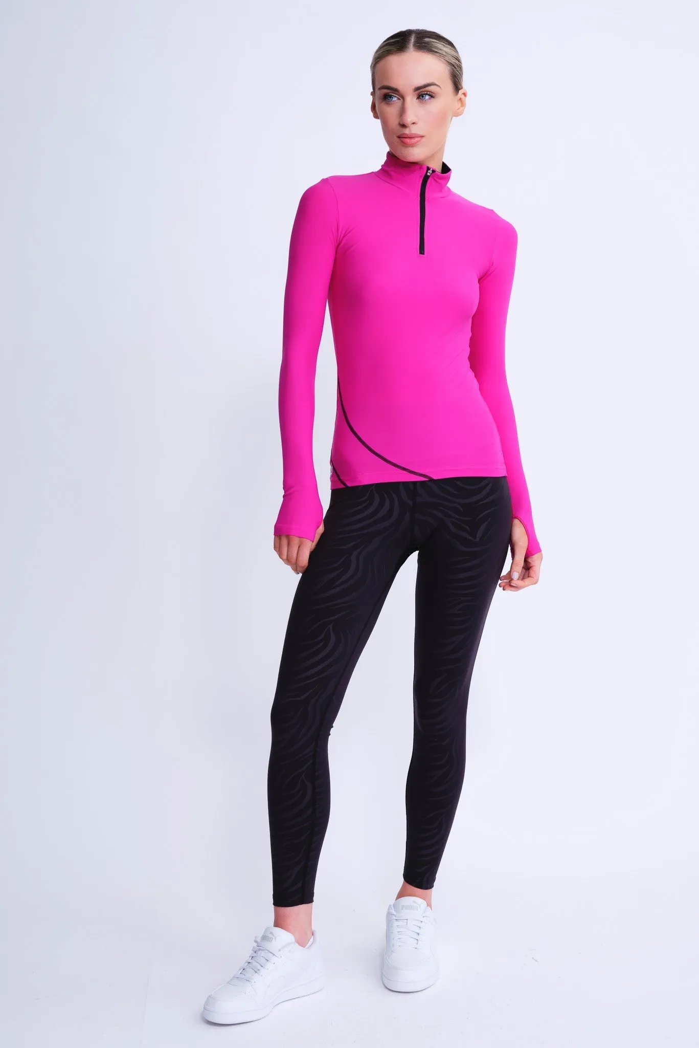 Desire Half-Zip Top in Fuchsia