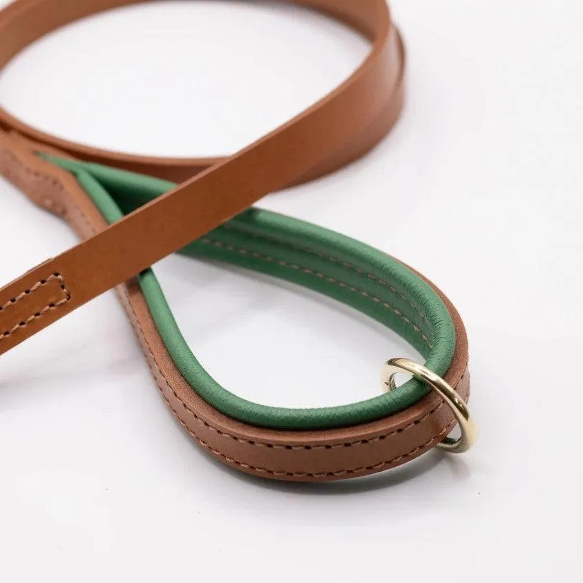 Dogs & Horses All Leather Dog Lead - Clover & Tan