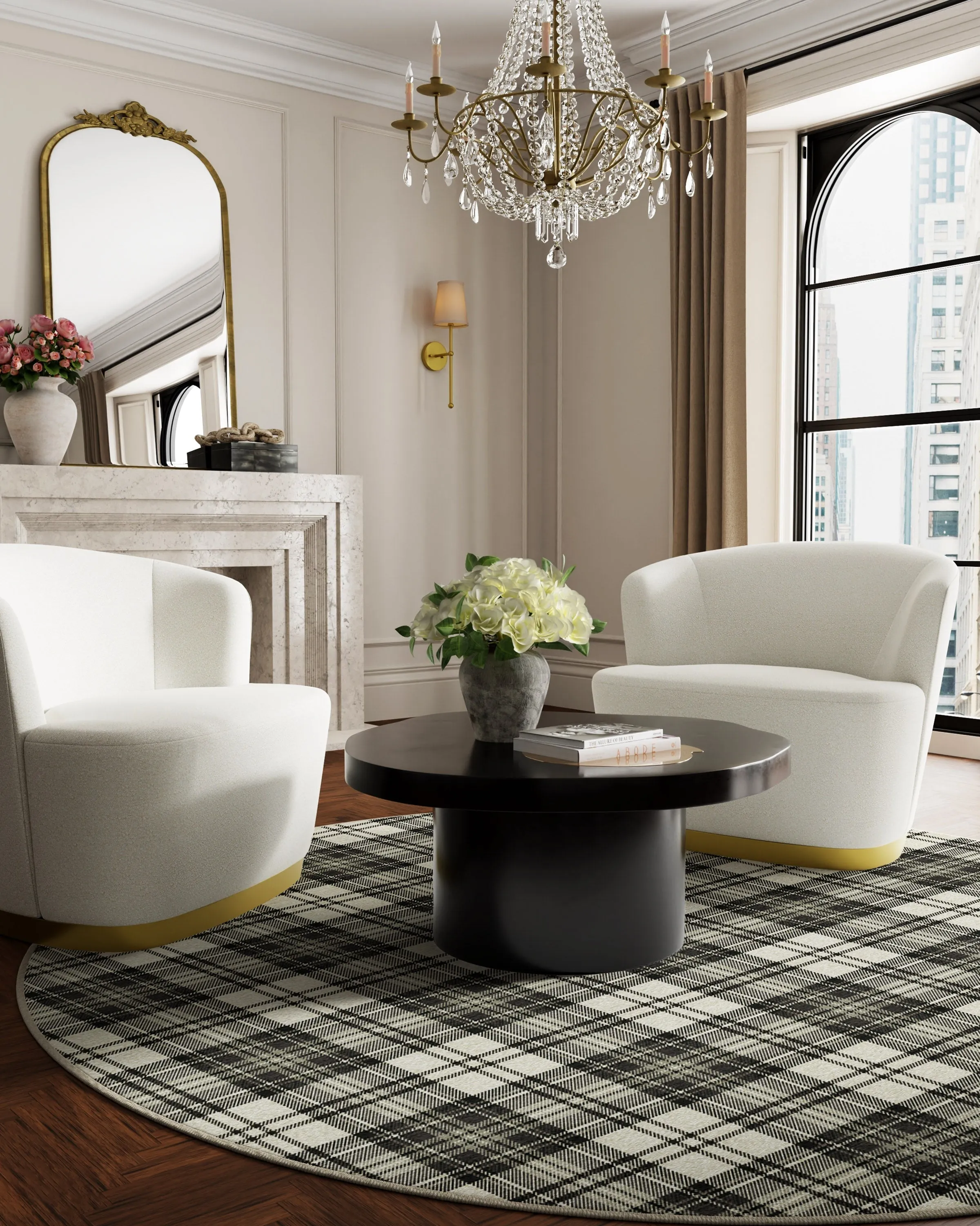 Dress Stewart Tartan Black & Ivory Rug