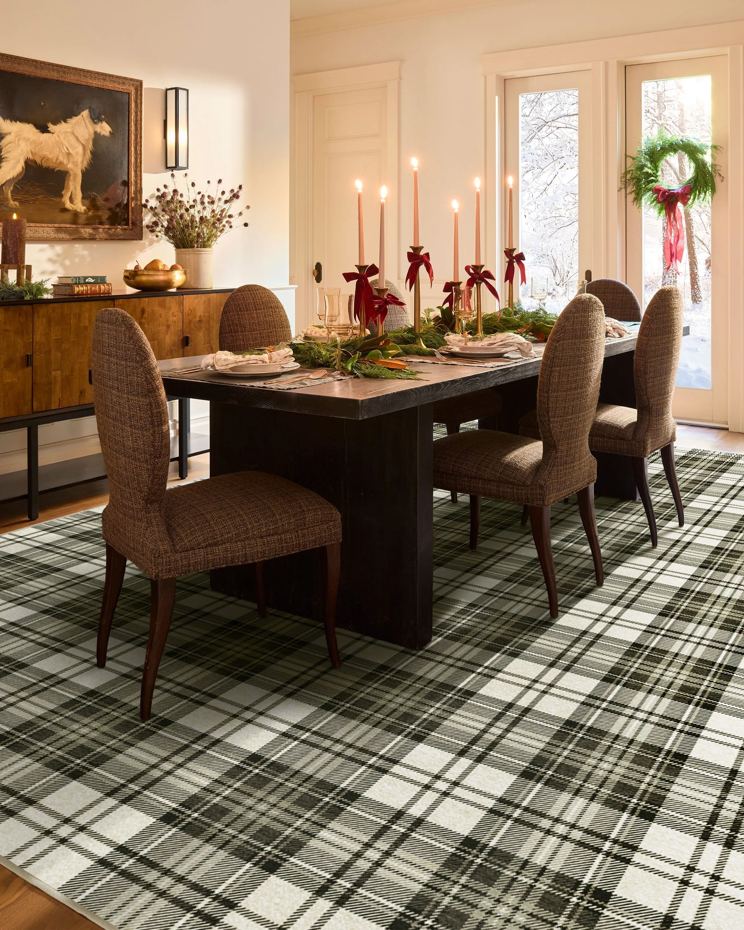 Dress Stewart Tartan Black & Ivory Rug