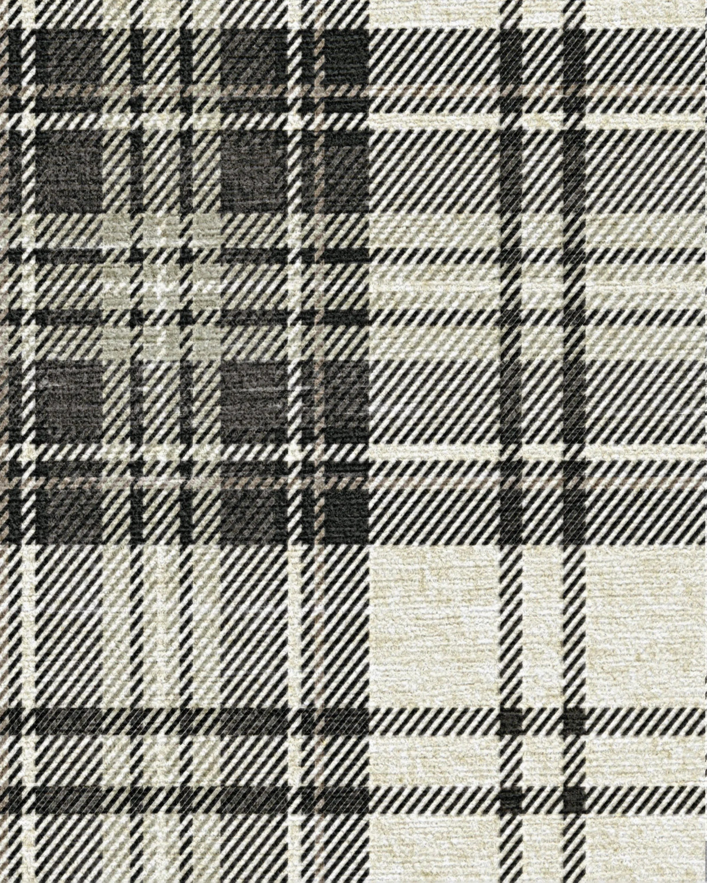 Dress Stewart Tartan Black & Ivory Rug