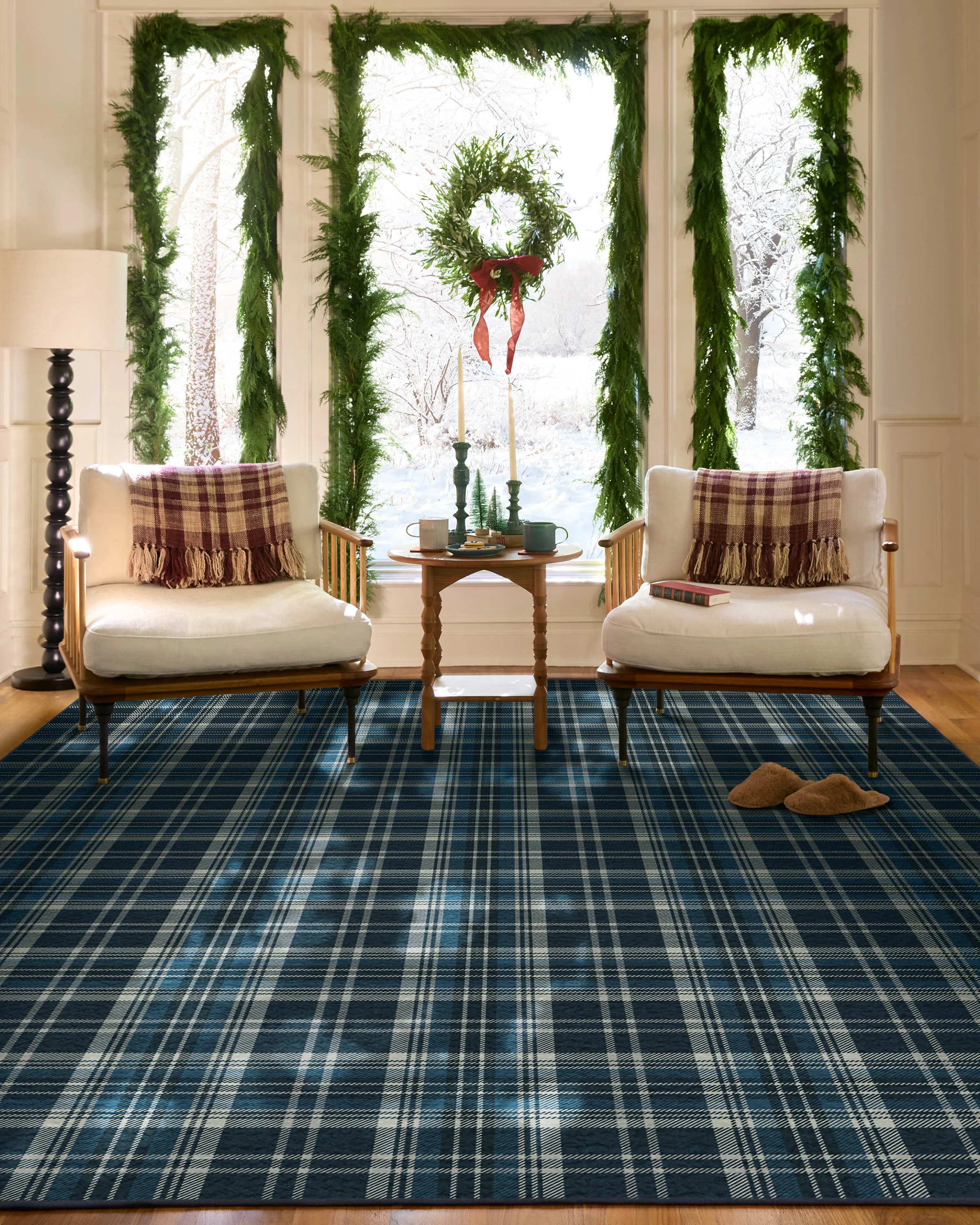 Dress Stewart Tartan Navy Tufted Rug