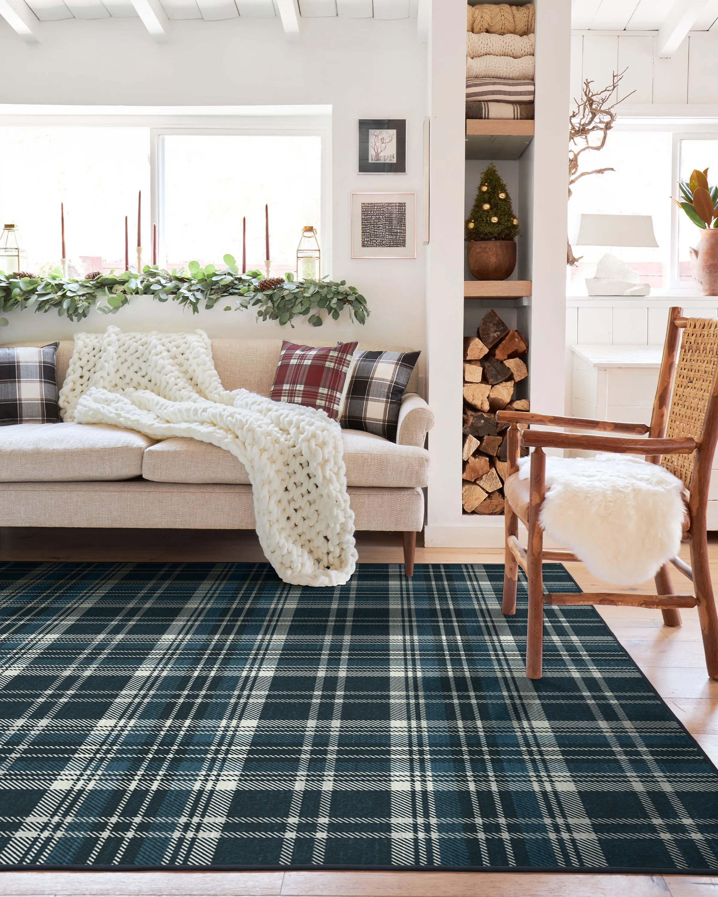 Dress Stewart Tartan Navy Tufted Rug