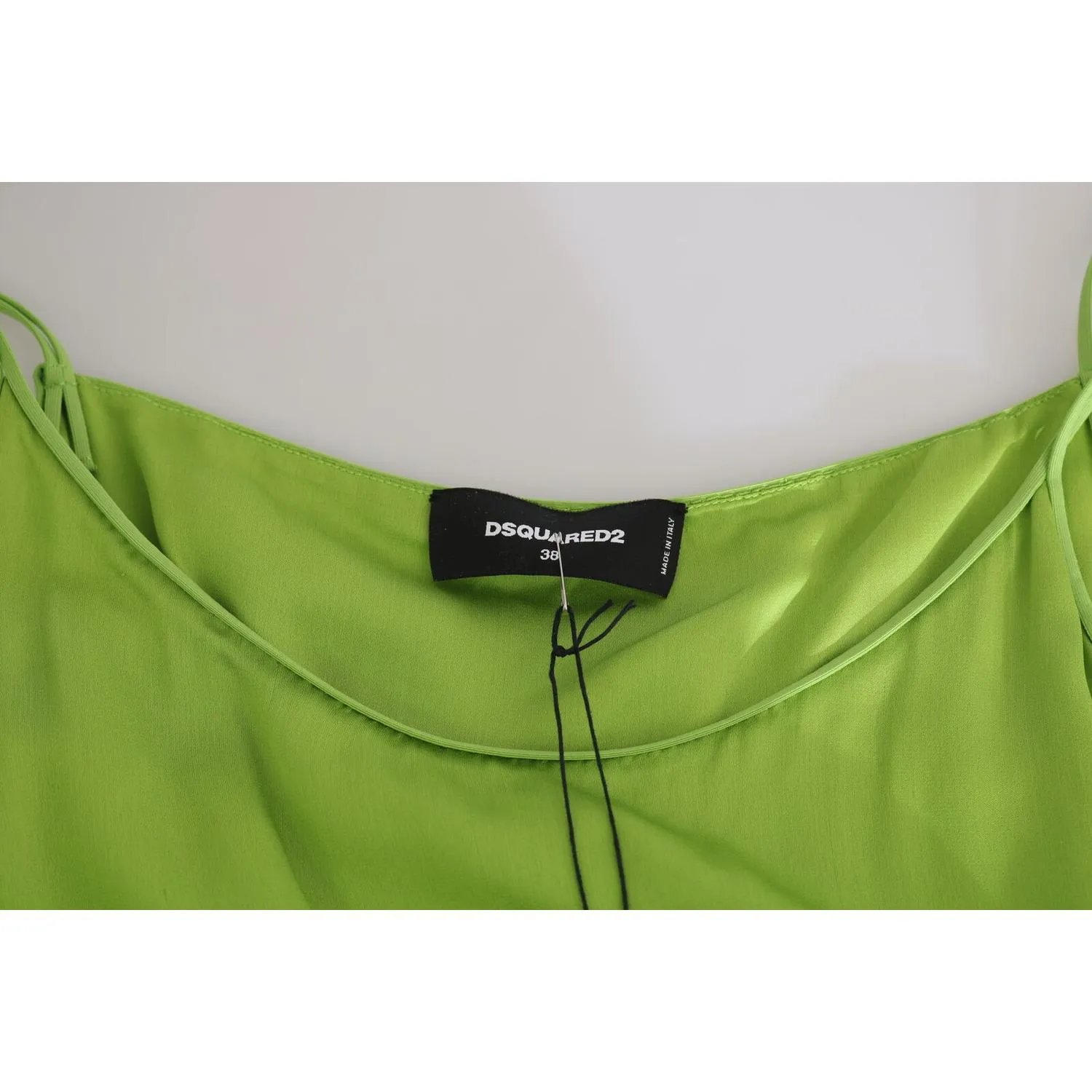 Dsquared² Green Spaghetti Strap Long A-line Pleated Dress