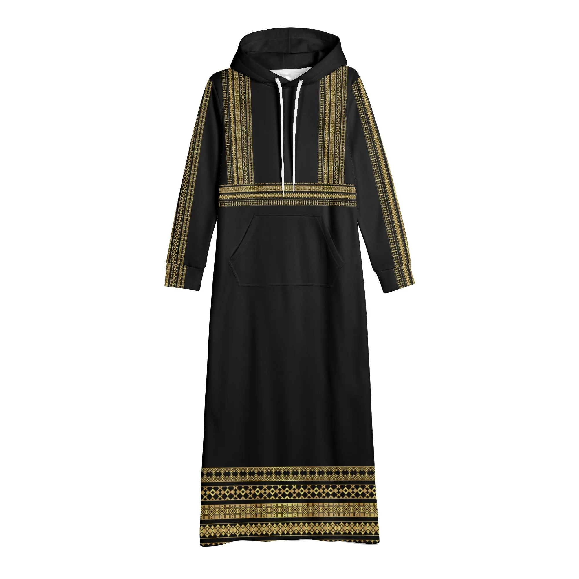 Elegant Black Casual Long Hoodie Dress