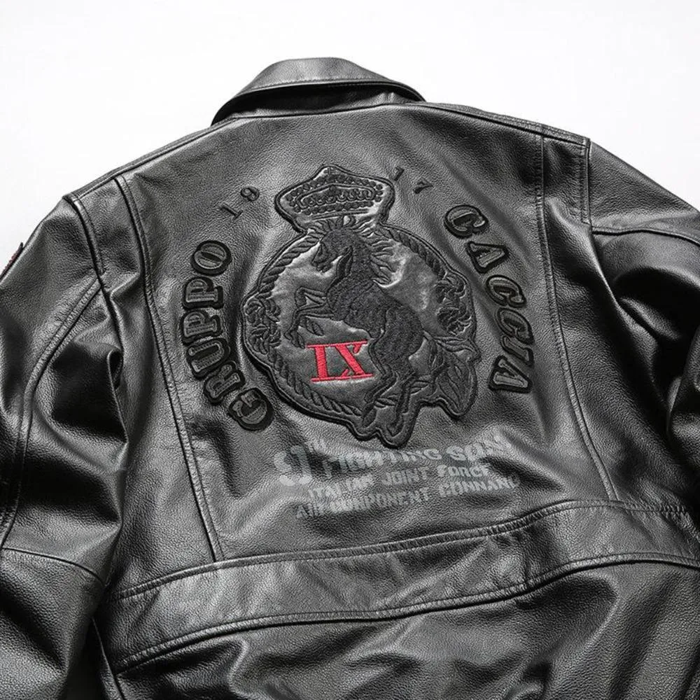 Embroidery A2 Aviator Leather Jacket