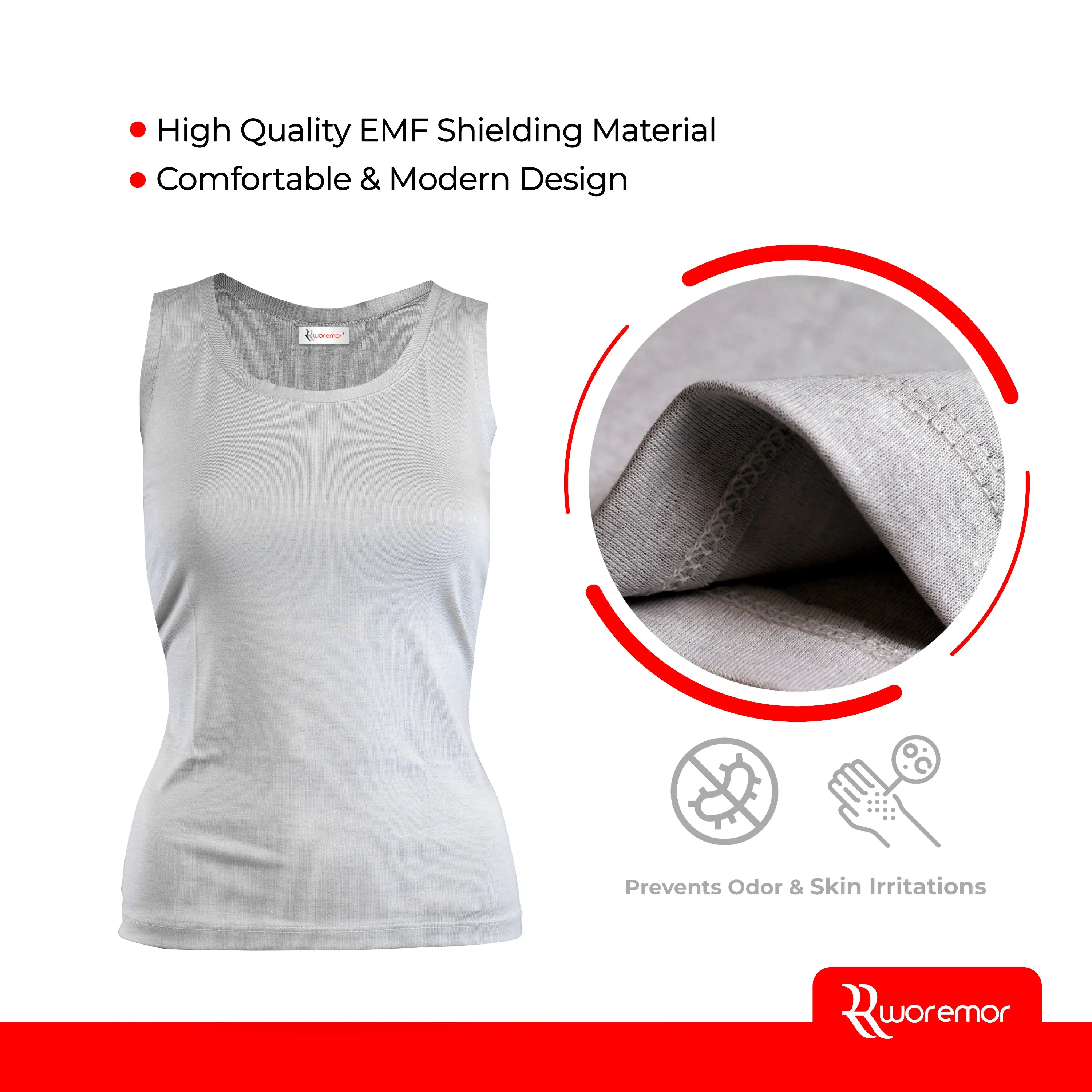 EMF Shielding Ladies Tank Top in Silver Grey