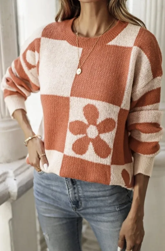 Floral & Checkered Sweater - #7993-7997