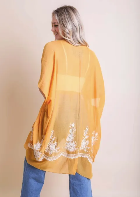 Floral Embroidery Lightweight Kimono