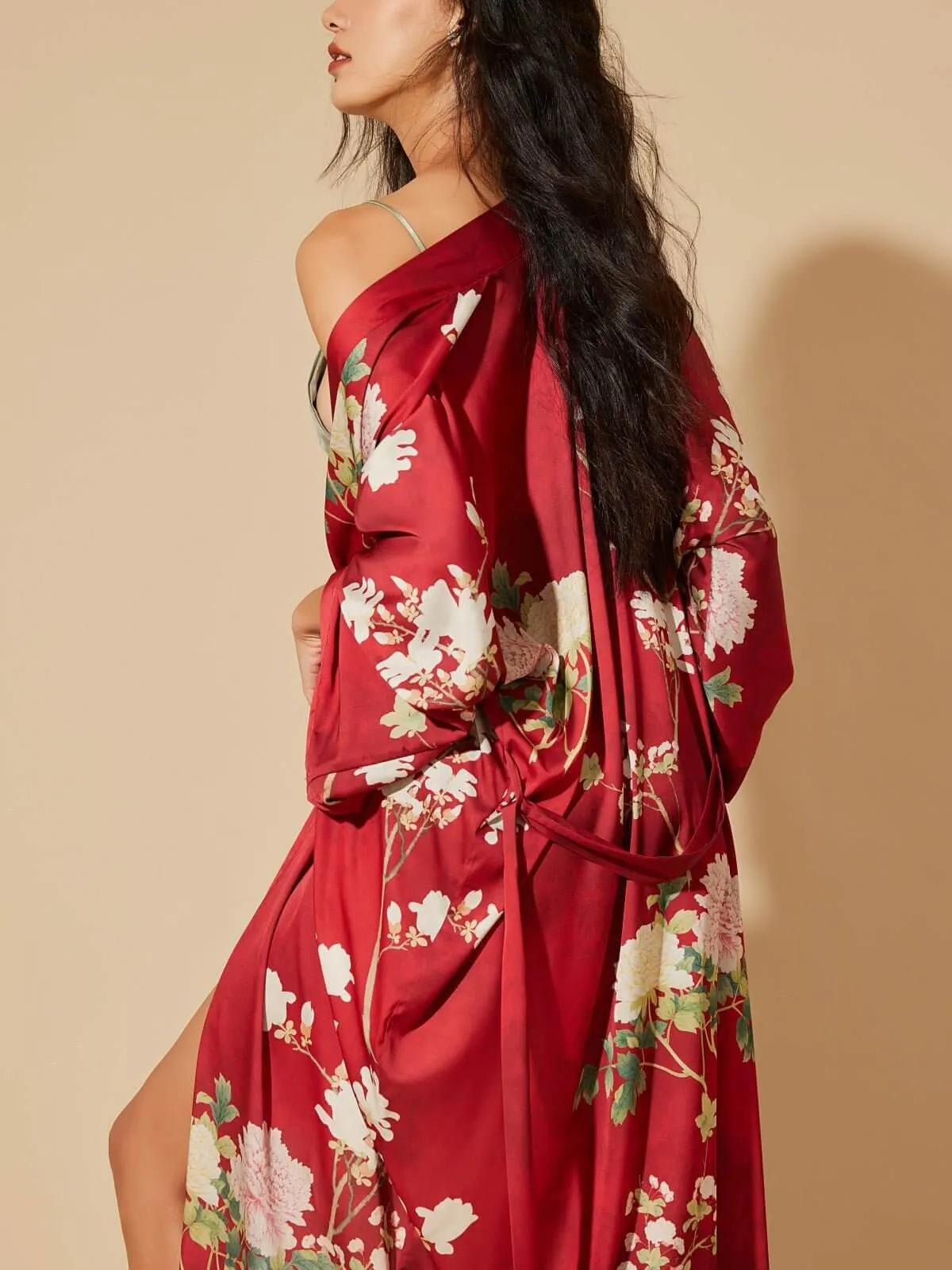 Floral Red Kimono Robe