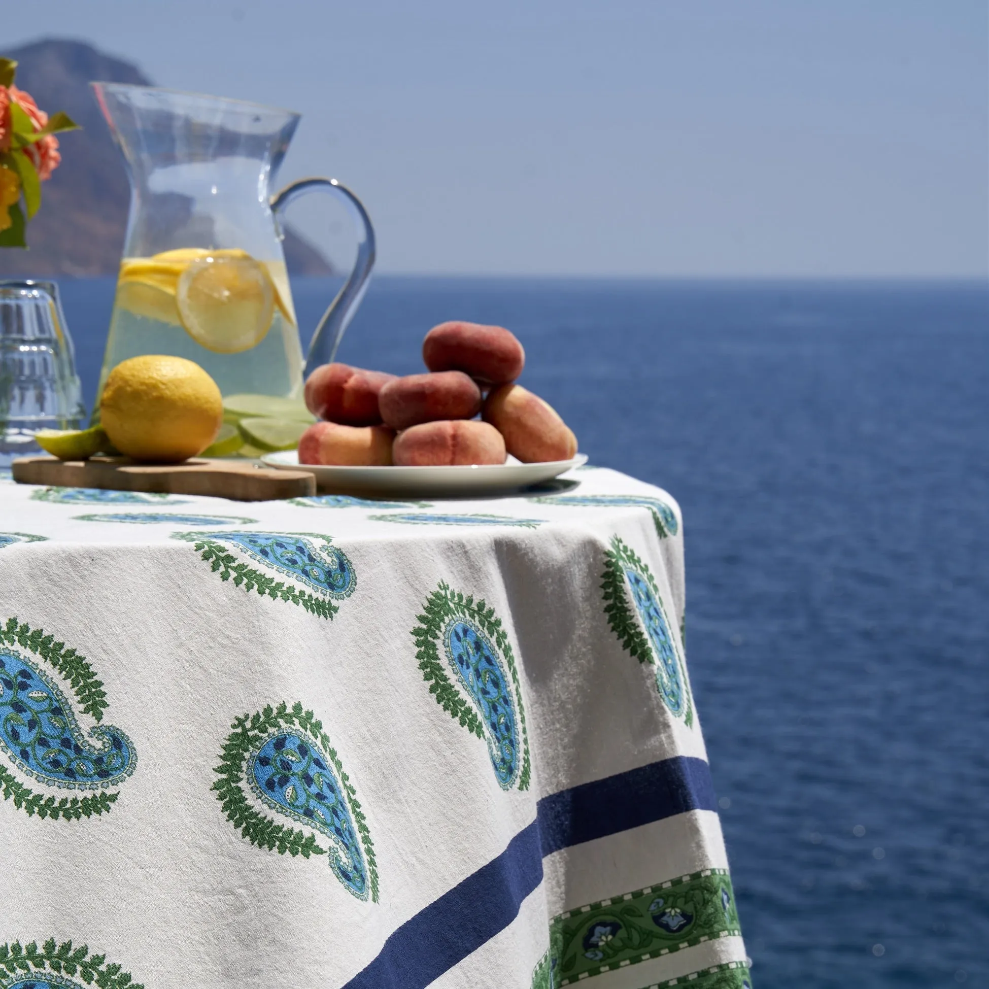 French Tablecloth Cassis Blue & Green