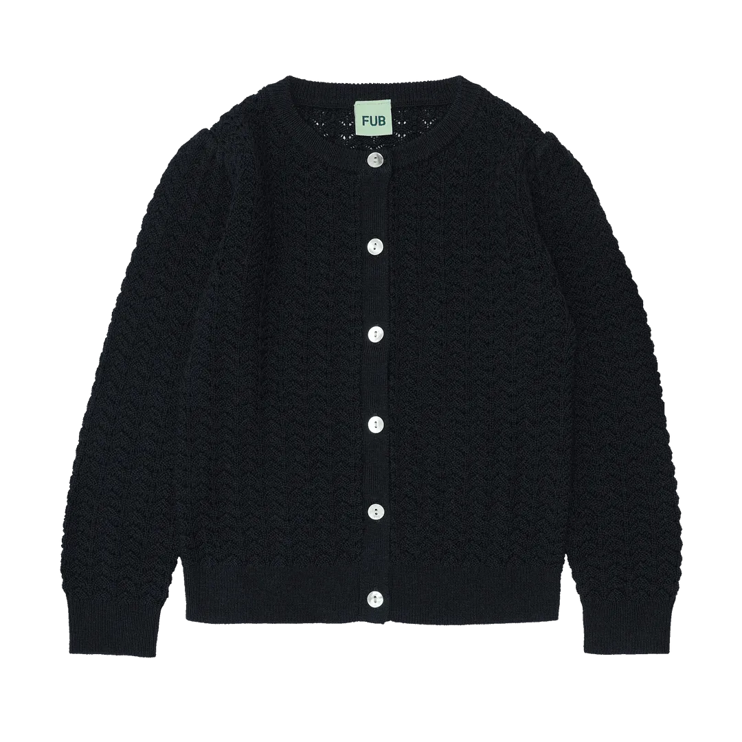 FUB DARK NAVY POINTELLE CARDIGAN