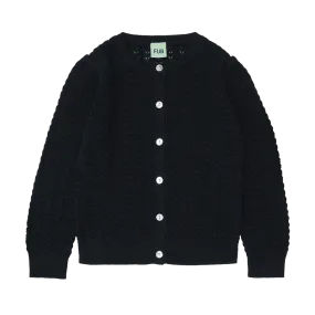 FUB DARK NAVY POINTELLE CARDIGAN