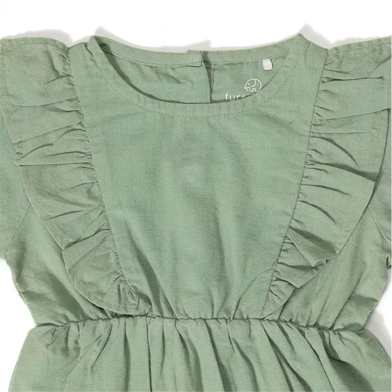 Full Sleeves Frill Romper - Mineral Green