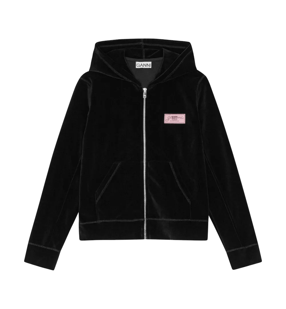 GANNI Velour Zip Hoodie