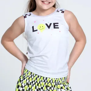 Girls' Highly Smiley Tie Back Tennis Tank White