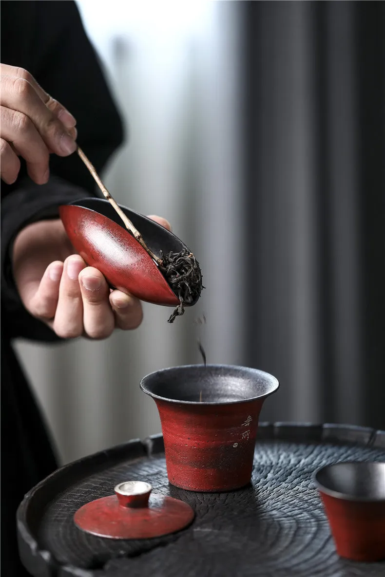 Gohobi Ceramic Gongfu Tea Red Blushing Black Tea Scoop