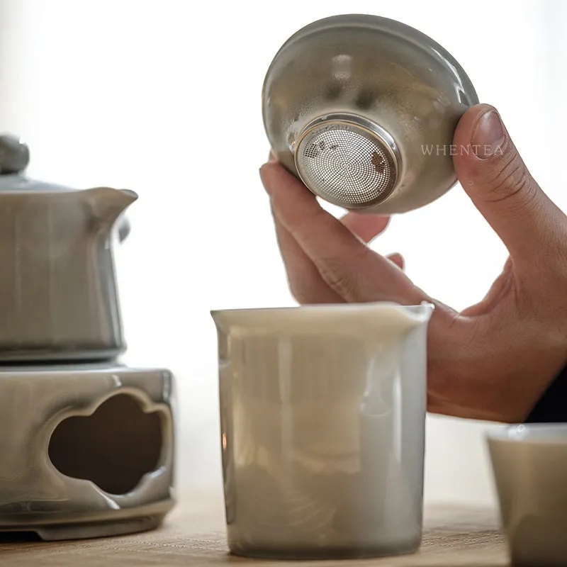 Gohobi Grey Glazed Ceramic Tea Strainer