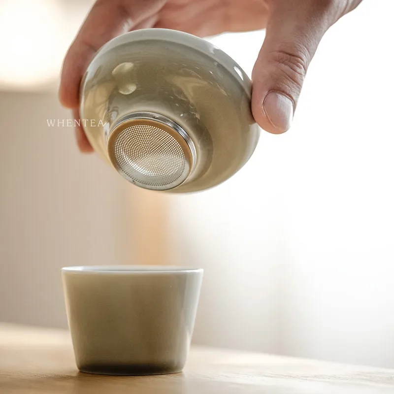 Gohobi Grey Glazed Ceramic Tea Strainer