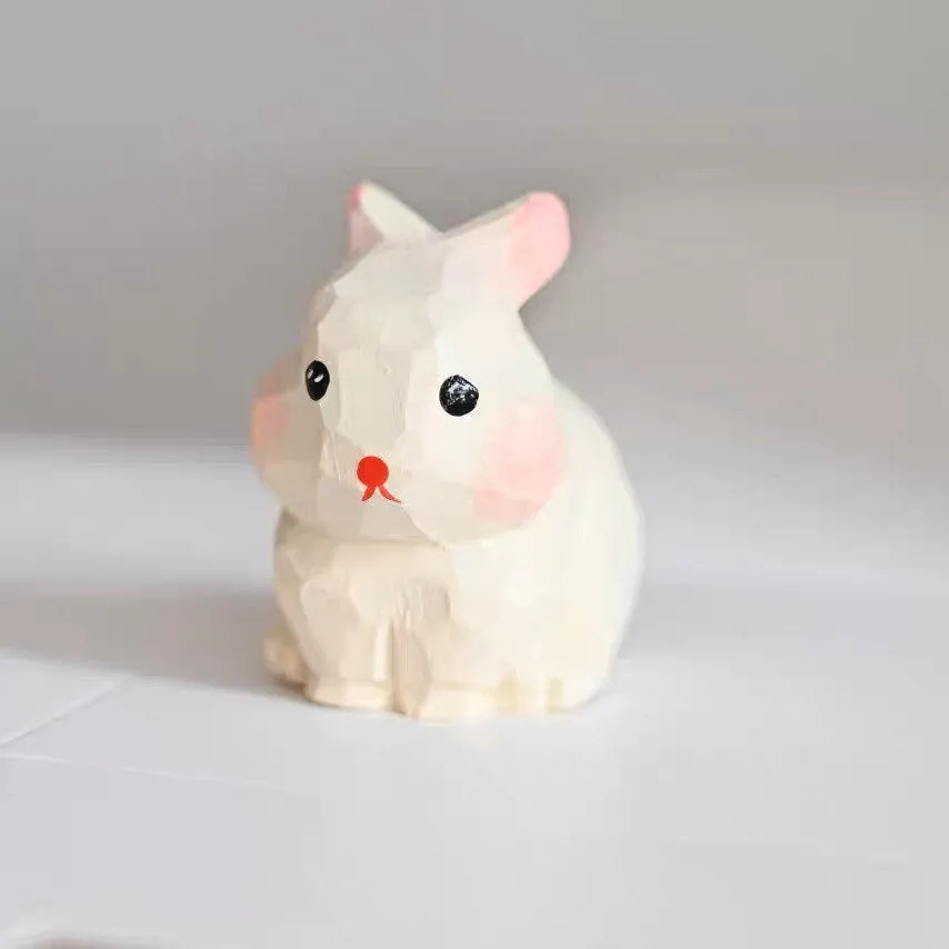 Gohobi Handcrafted White Wooden Rabbit and Carrot Ornament