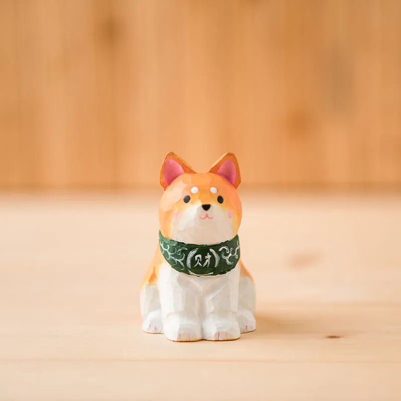 Gohobi Handcrafted Wooden Large Sitting Shiba Inu Dog Ornament