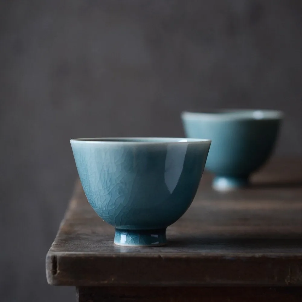 Gohobi Handmade Blue Ice Cracked Tea Cup