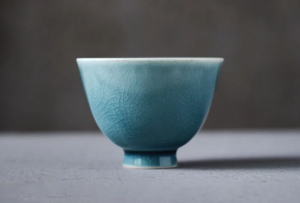 Gohobi Handmade Blue Ice Cracked Tea Cup