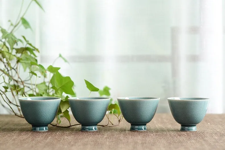 Gohobi Handmade Blue Ice Cracked Tea Cup