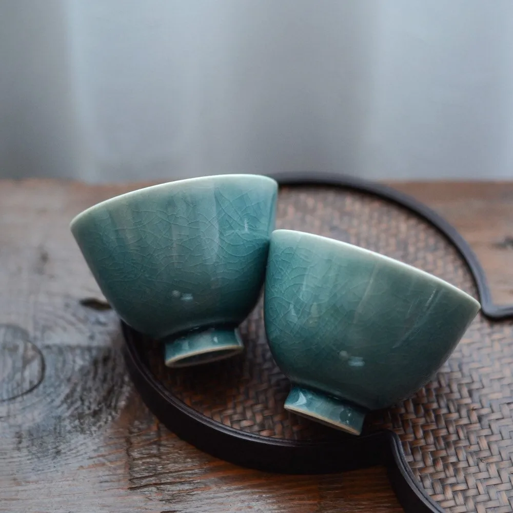 Gohobi Handmade Blue Ice Cracked Tea Cup