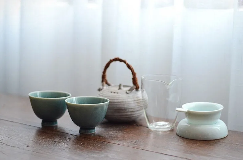 Gohobi Handmade Blue Ice Cracked Tea Cup