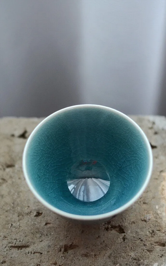 Gohobi Handmade Blue Ice Cracked Tea Cup