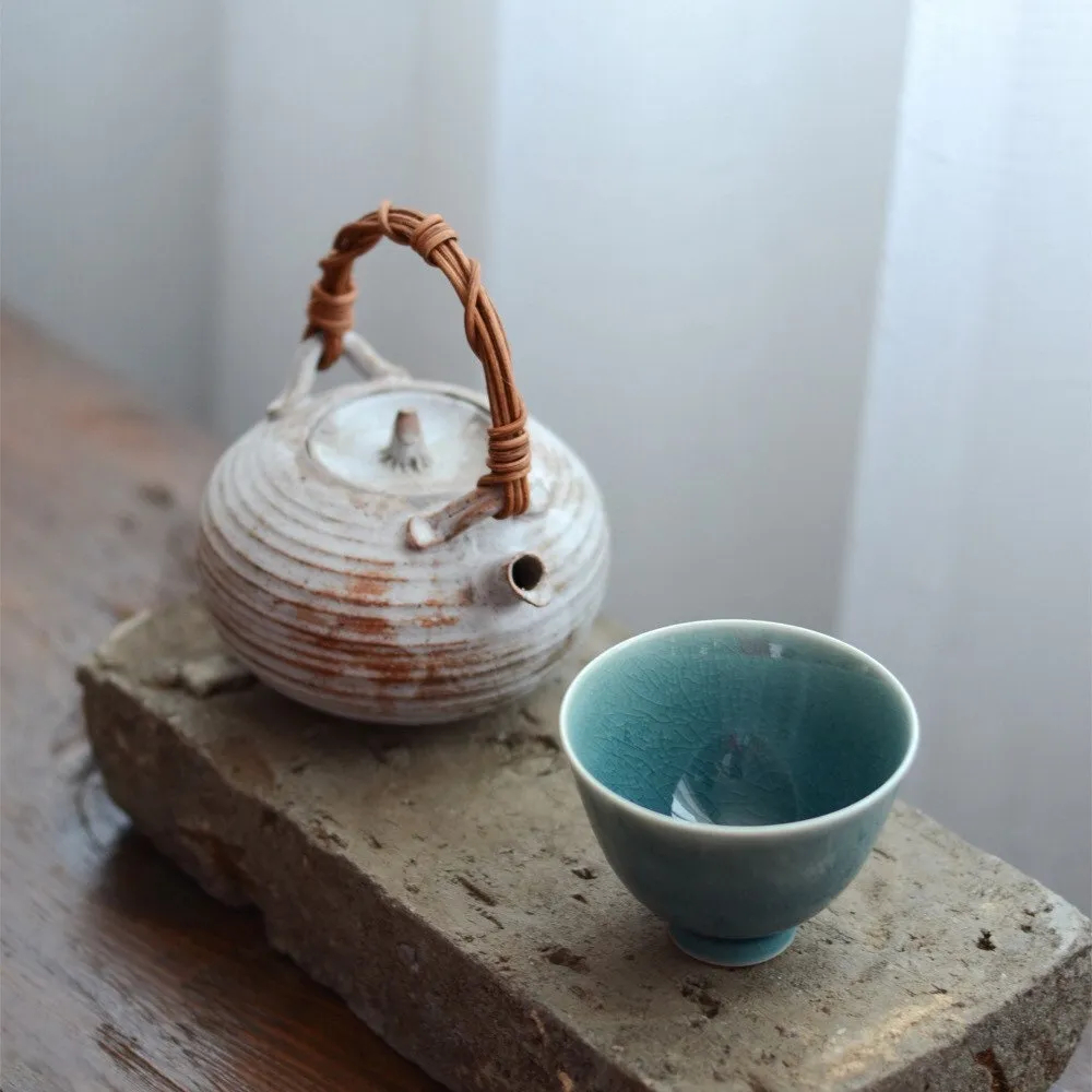 Gohobi Handmade Blue Ice Cracked Tea Cup