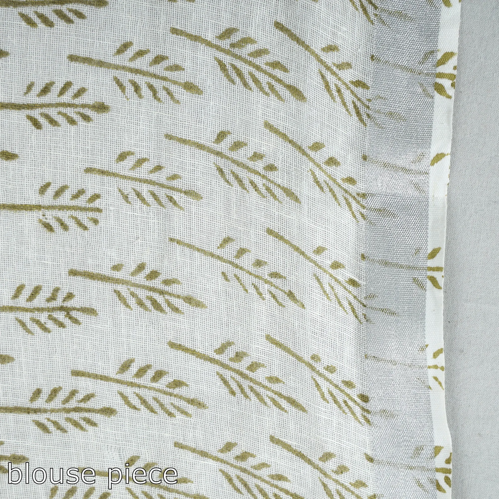 Green - Sanganeri Block Printed Linen Handloom Saree