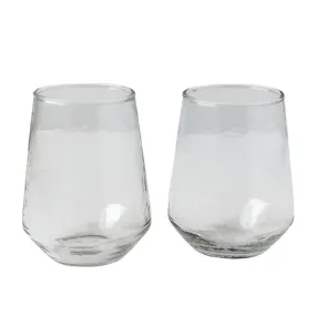 Handblown Hammered Clear Glass Water Tumbler, Set of 4