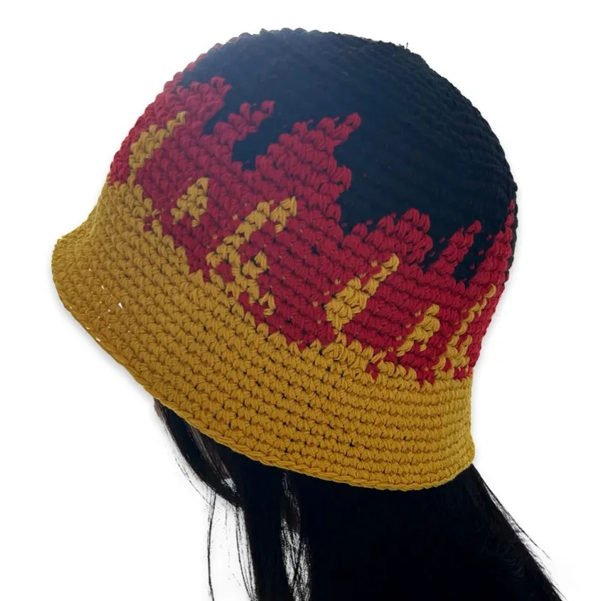 Handmade Crochet Fire Flames Bucket Hat