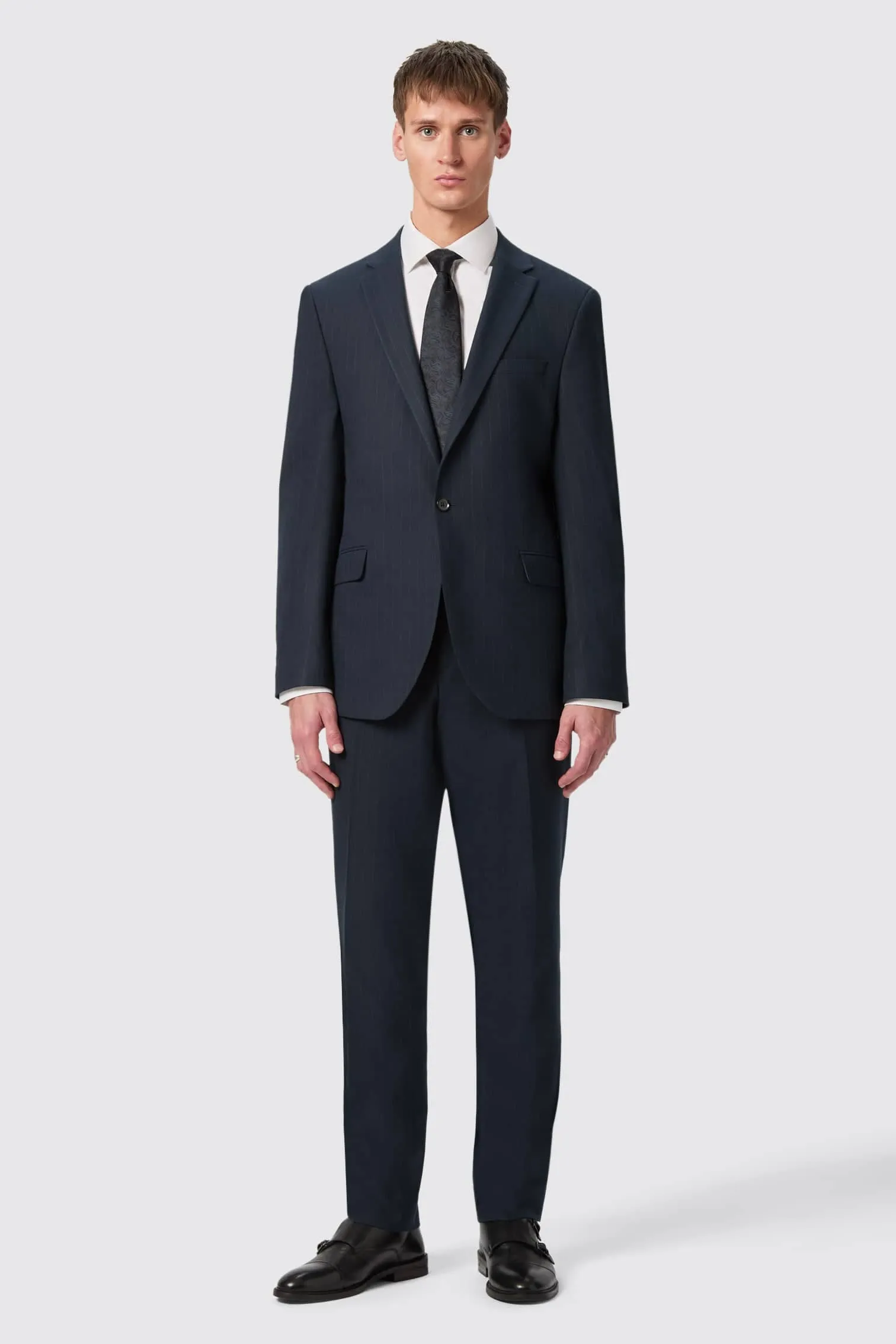 Hodge Slim Fit Navy Pinstripe Suit