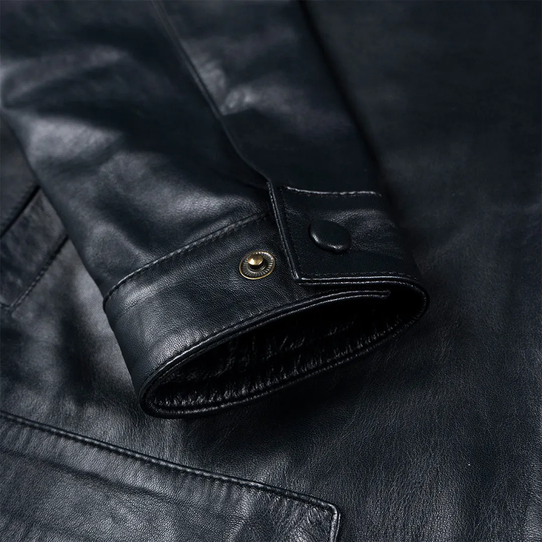 HUDSON DUSK LEATHER JACKET - MIDNIGHT BLUE